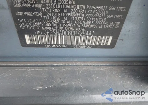 2011 Subaru Forester 2.5X Premium from USA, damaged, VIN JF2SHADC6BH728441